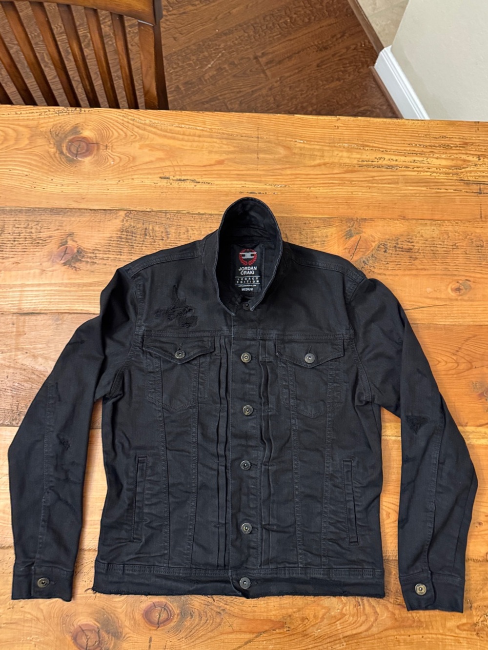 Jordan Craig Men’s Medium Black Distressed Denim Jacket - Legacy Edition